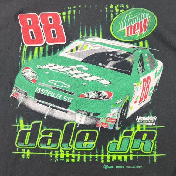 Hanes Other - Dale Earnhardt Jr Shirt Men's Large Amp Mountain Dew Double Sided NASCAR Racing